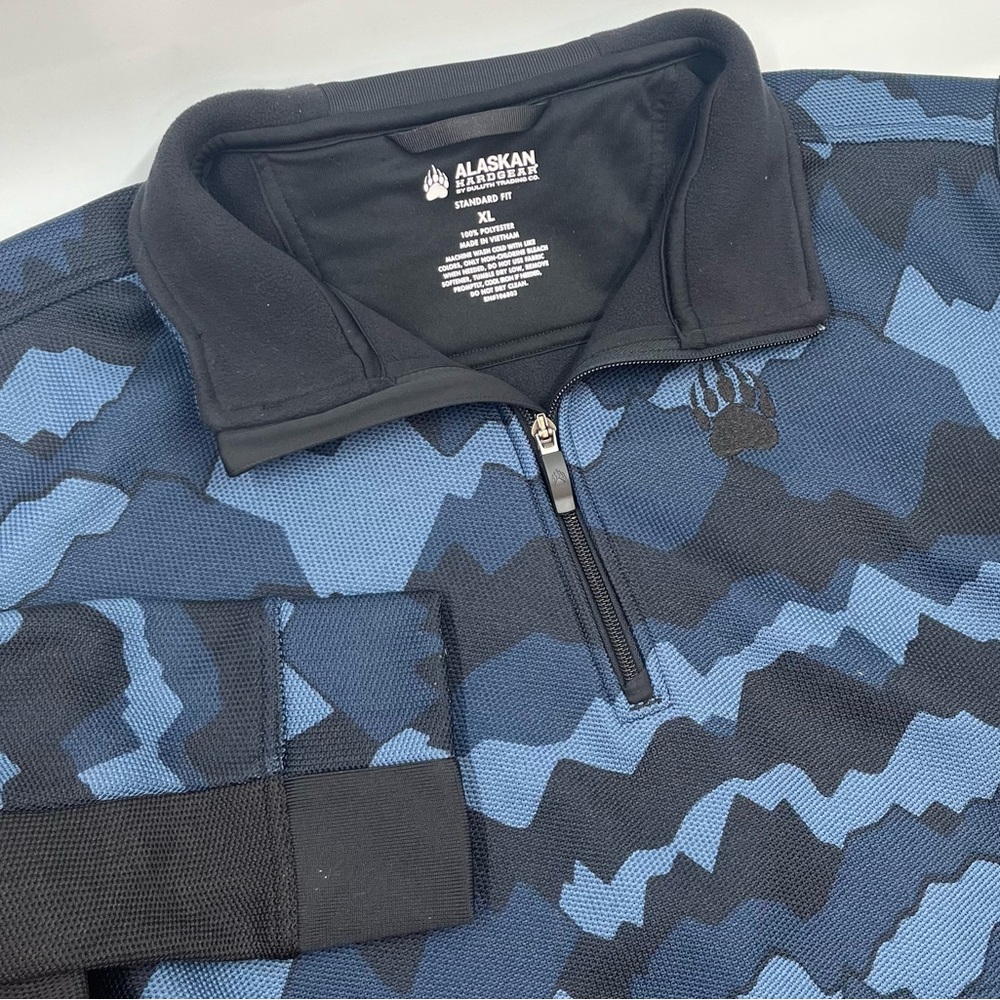 Alaskan Hardgear Men's XL‎ Blue Striped Fleece Quarter Zip Pullover Jacket